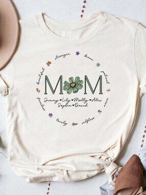Mom Flower Shirt, Personalized Mama Kids Names, Mothers Day Gift
